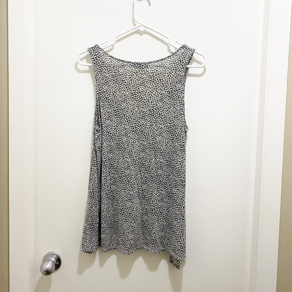 Bebe Floral Flowy A-Line High Low Tank Top Black White L - Picture 2 of 8